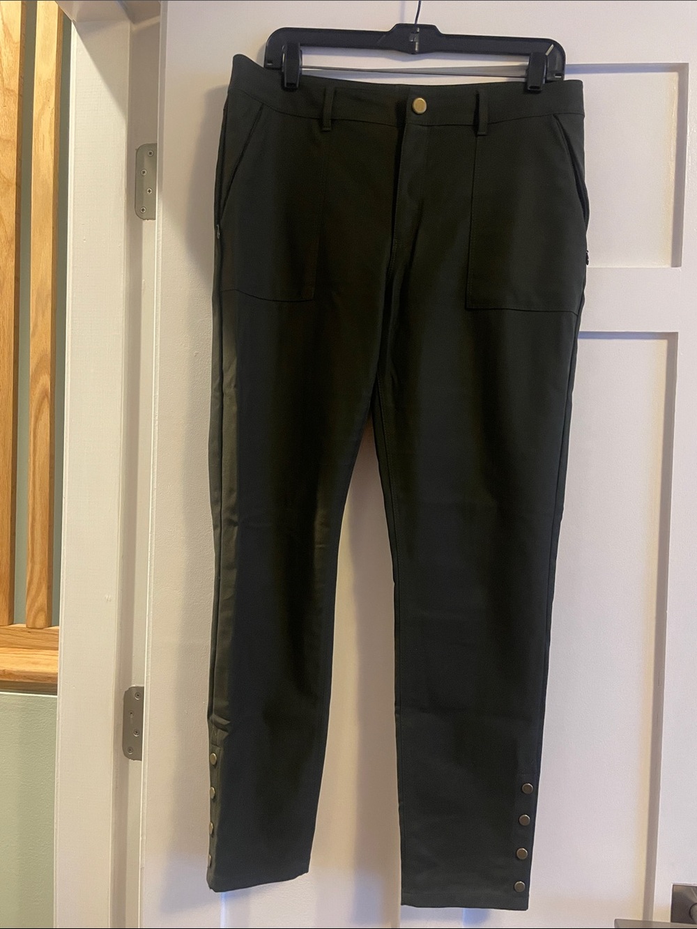 White House Black Market Black Skinny Utility Pants with Button Hem